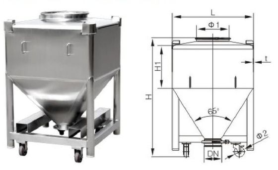 1200L Post Bin Blender Pharmaceutical Stainless Steel IBC Container Powder Movable Tank